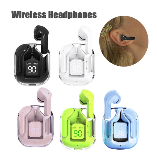 Mini Transparent Wireless Bluetooth Headset Digital Display ENC Noise Reduction True Wireless Sports Music - Discover Epic Goods