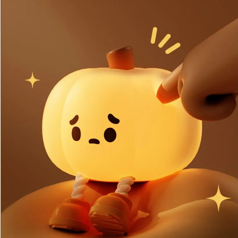 Home Decor Pumpkin Night Light Cute Soft Silicone Lamp Touch Dimmable Rechargeable Bedside Decor Light Kids Gifts Halloween Decorations