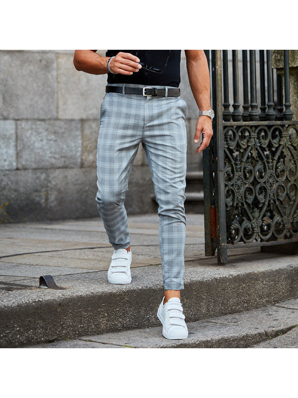 Loose and Slim Men's Casual Plaid Print Pants