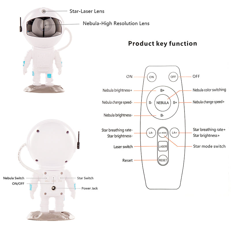 Galaxy Projector Astronaut Starry Sky Remote Control Music - Discover Epic Goods
