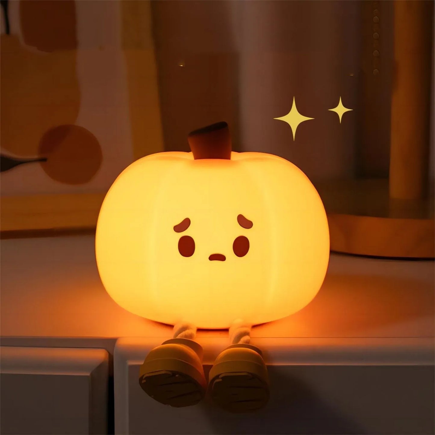 Home Decor Pumpkin Night Light Cute Soft Silicone Lamp Touch Dimmable Rechargeable Bedside Decor Light Kids Gifts Halloween Decorations