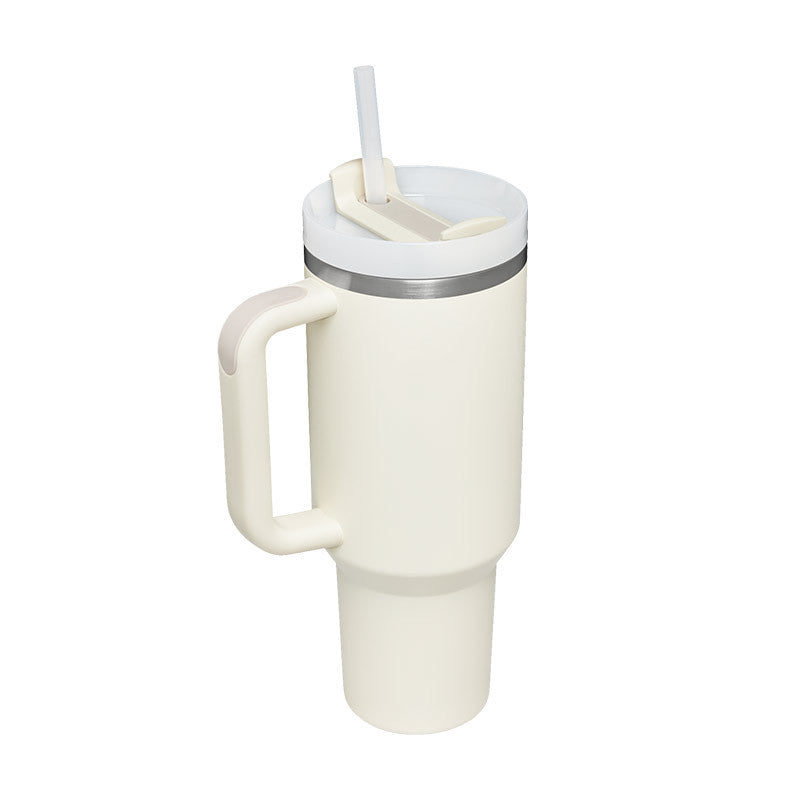 40 oz Tumbler with Handle and Straw Lid | Insulated Cup Reusable Stainless Steel Water Bottle Travel Mug Cupholder Friendly