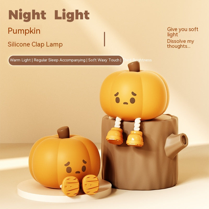 Home Decor Pumpkin Night Light Cute Soft Silicone Lamp Touch Dimmable Rechargeable Bedside Decor Light Kids Gifts Halloween Decorations