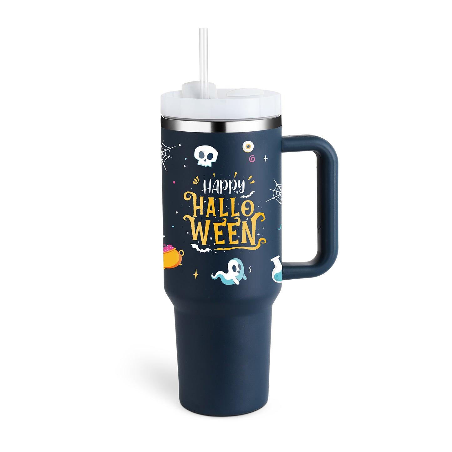 40 oz Tumbler with Handle and Straw Lid | Insulated Cup Reusable Stainless Steel Water Bottle Travel Mug Cupholder Friendly