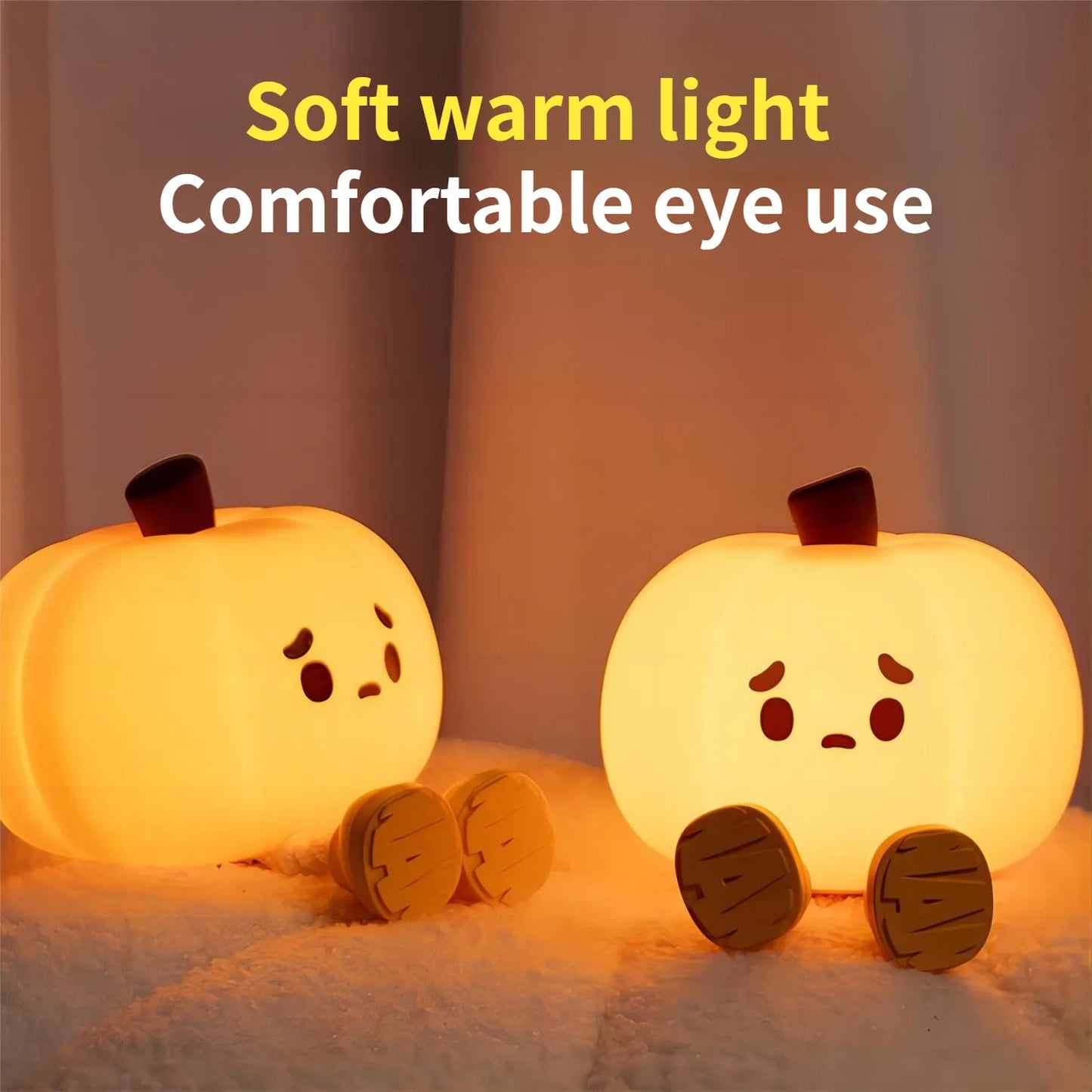 Home Decor Pumpkin Night Light Cute Soft Silicone Lamp Touch Dimmable Rechargeable Bedside Decor Light Kids Gifts Halloween Decorations