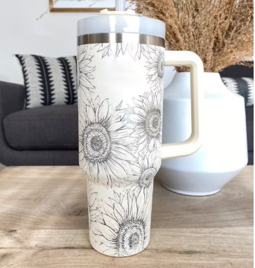 40 oz Tumbler with Handle and Straw Lid | Insulated Cup Reusable Stainless Steel Water Bottle Travel Mug Cupholder Friendly