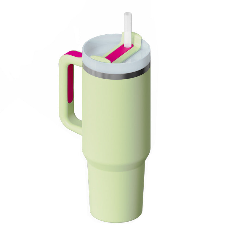 40 oz Tumbler with Handle and Straw Lid | Insulated Cup Reusable Stainless Steel Water Bottle Travel Mug Cupholder Friendly