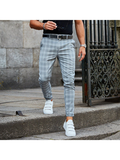 Loose and Slim Men's Casual Plaid Print Pants