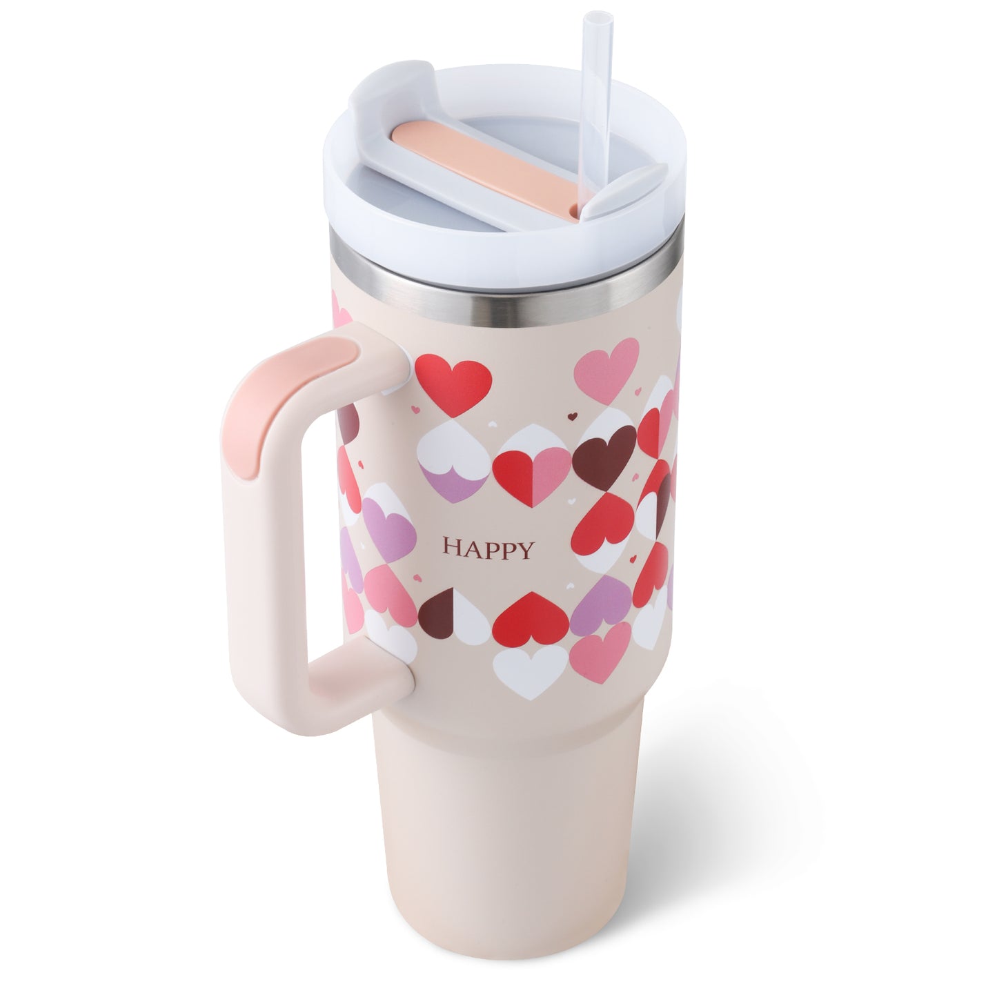 40 oz Tumbler with Handle and Straw Lid | Insulated Cup Reusable Stainless Steel Water Bottle Travel Mug Cupholder Friendly
