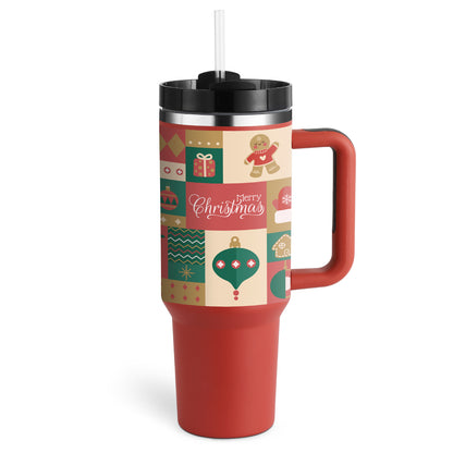 40 oz Tumbler with Handle and Straw Lid | Insulated Cup Reusable Stainless Steel Water Bottle Travel Mug Cupholder Friendly