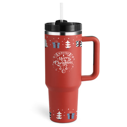 40 oz Tumbler with Handle and Straw Lid | Insulated Cup Reusable Stainless Steel Water Bottle Travel Mug Cupholder Friendly