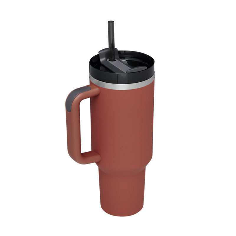 40 oz Tumbler with Handle and Straw Lid | Insulated Cup Reusable Stainless Steel Water Bottle Travel Mug Cupholder Friendly