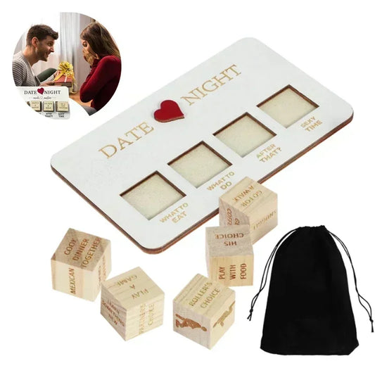 Date Night Dice, Funny Date Night Idea Dice for Couples, Portable Wooden Dice Kit for Wife Husband Girlfriend Boyfriend Couples Games Valentine's Day Wedding Anniversaries Birthdays Gifts