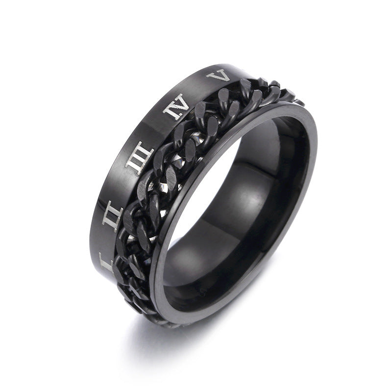 Roman Letter Rotatable Chain Rings Men Digital Titanium Steel Ring For Couple High Quality Multifunctional Bottle Opener Ring Spinner Jewelry Punk Gifts