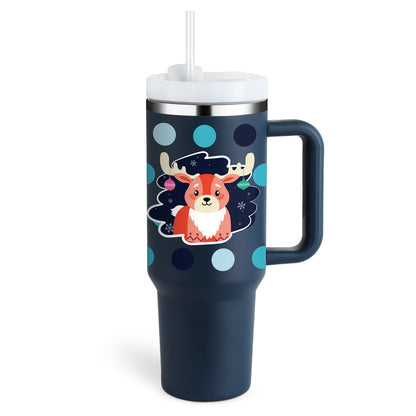 40 oz Tumbler with Handle and Straw Lid | Insulated Cup Reusable Stainless Steel Water Bottle Travel Mug Cupholder Friendly