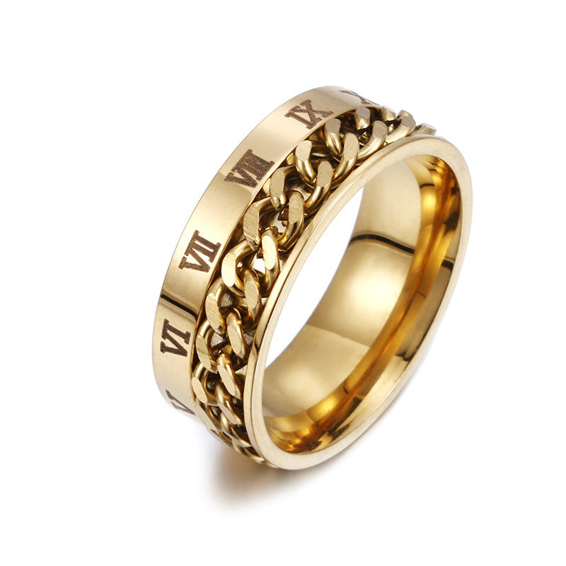 Roman Letter Rotatable Chain Rings Men Digital Titanium Steel Ring For Couple High Quality Multifunctional Bottle Opener Ring Spinner Jewelry Punk Gifts
