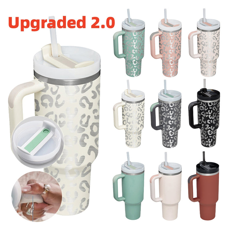 40 oz Tumbler with Handle and Straw Lid | Insulated Cup Reusable Stainless Steel Water Bottle Travel Mug Cupholder Friendly