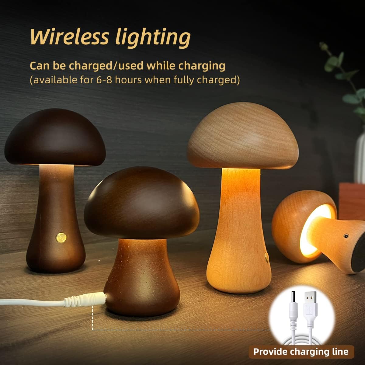 Wooden Cute Mushroom LED Night Light - Discover Epic Goods