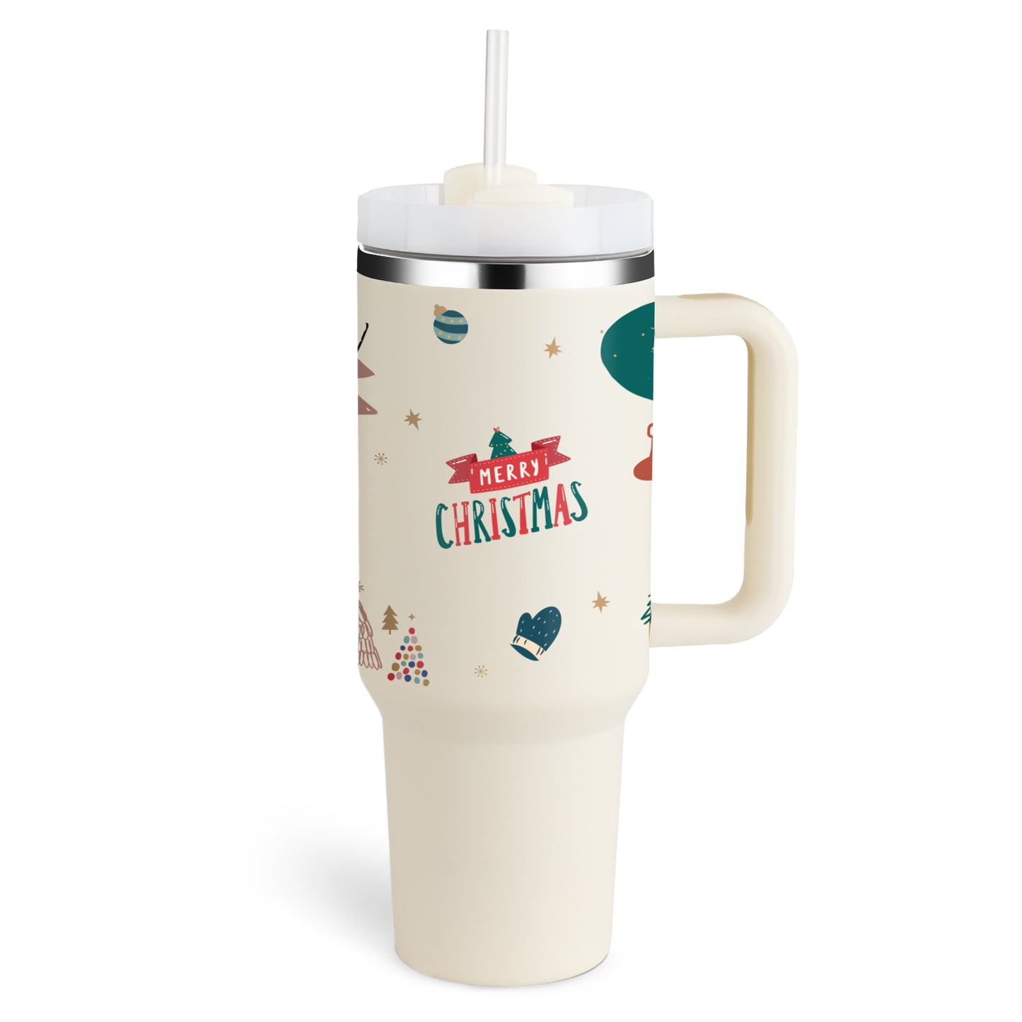 40 oz Tumbler with Handle and Straw Lid | Insulated Cup Reusable Stainless Steel Water Bottle Travel Mug Cupholder Friendly