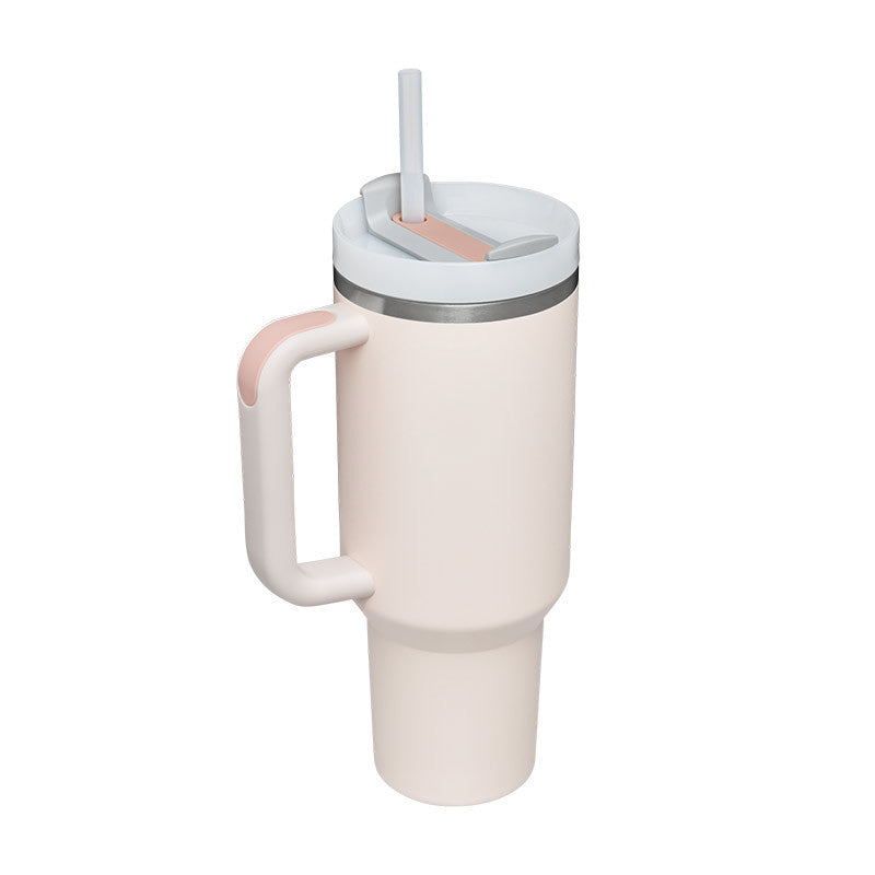 40 oz Tumbler with Handle and Straw Lid | Insulated Cup Reusable Stainless Steel Water Bottle Travel Mug Cupholder Friendly