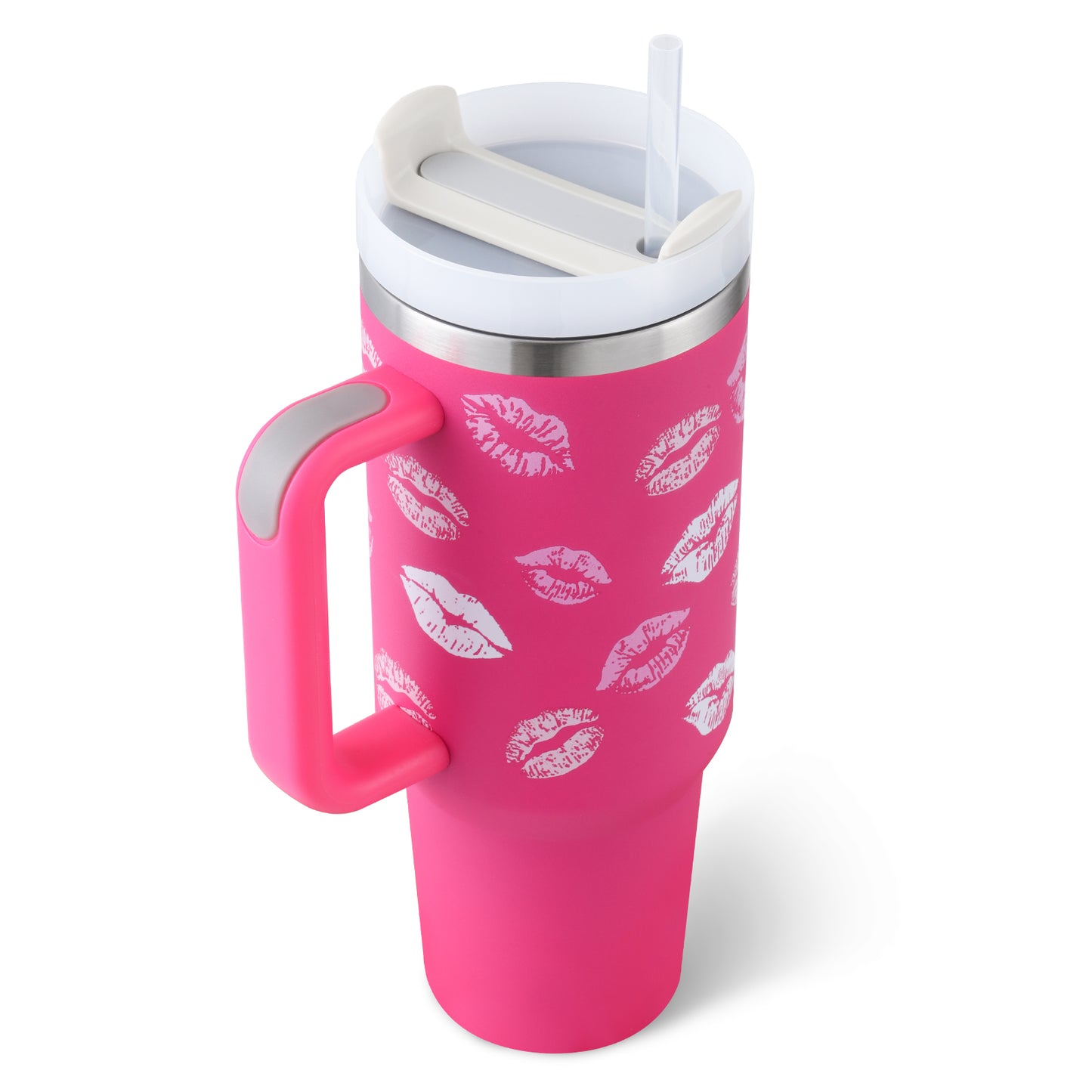 40 oz Tumbler with Handle and Straw Lid | Insulated Cup Reusable Stainless Steel Water Bottle Travel Mug Cupholder Friendly