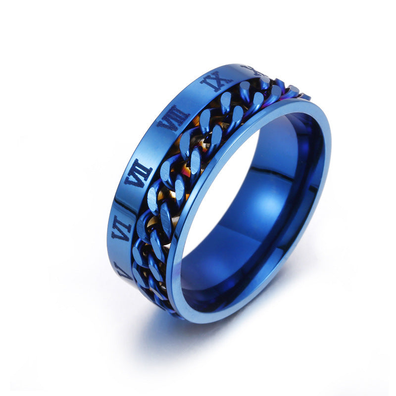 Roman Letter Rotatable Chain Rings Men Digital Titanium Steel Ring For Couple High Quality Multifunctional Bottle Opener Ring Spinner Jewelry Punk Gifts