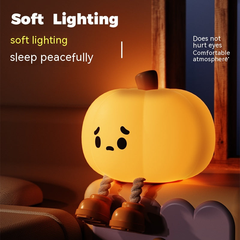 Home Decor Pumpkin Night Light Cute Soft Silicone Lamp Touch Dimmable Rechargeable Bedside Decor Light Kids Gifts Halloween Decorations