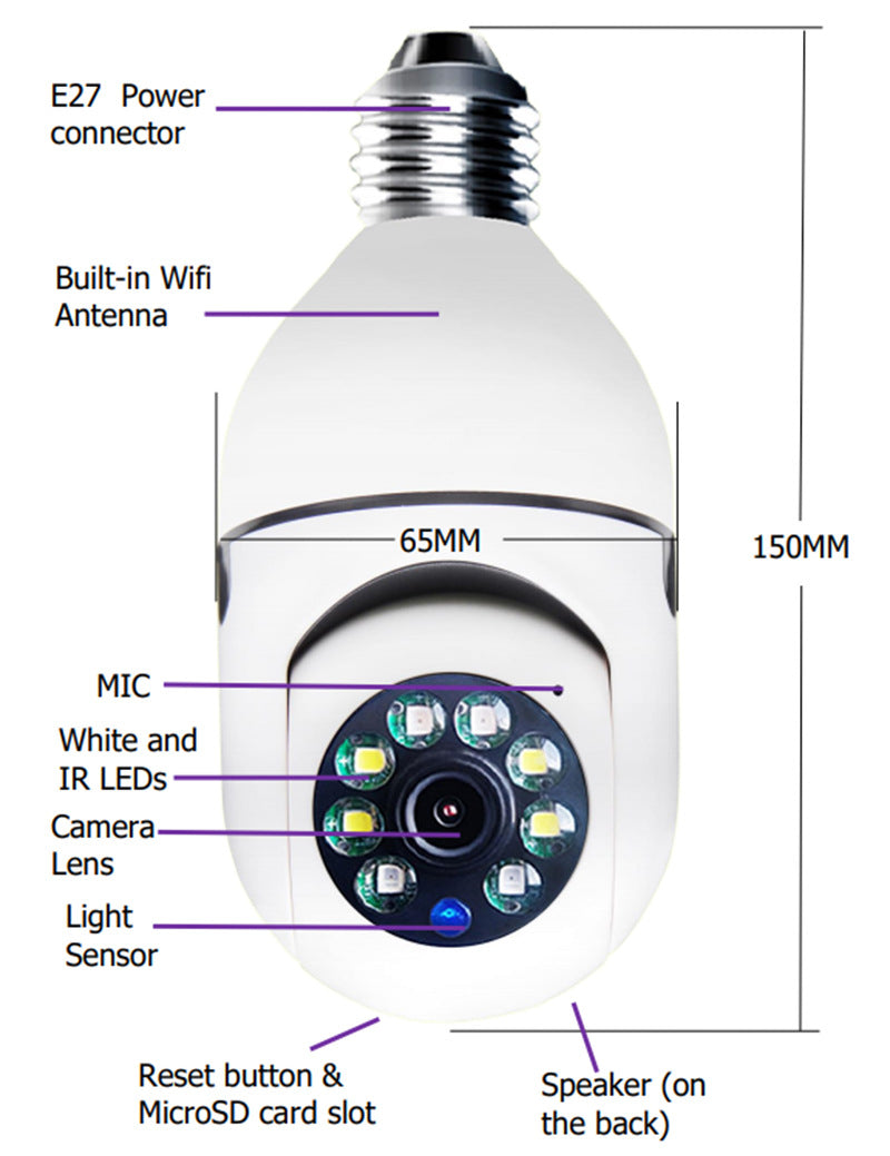 WiFi CAMERA 1080P Zoom Bulb