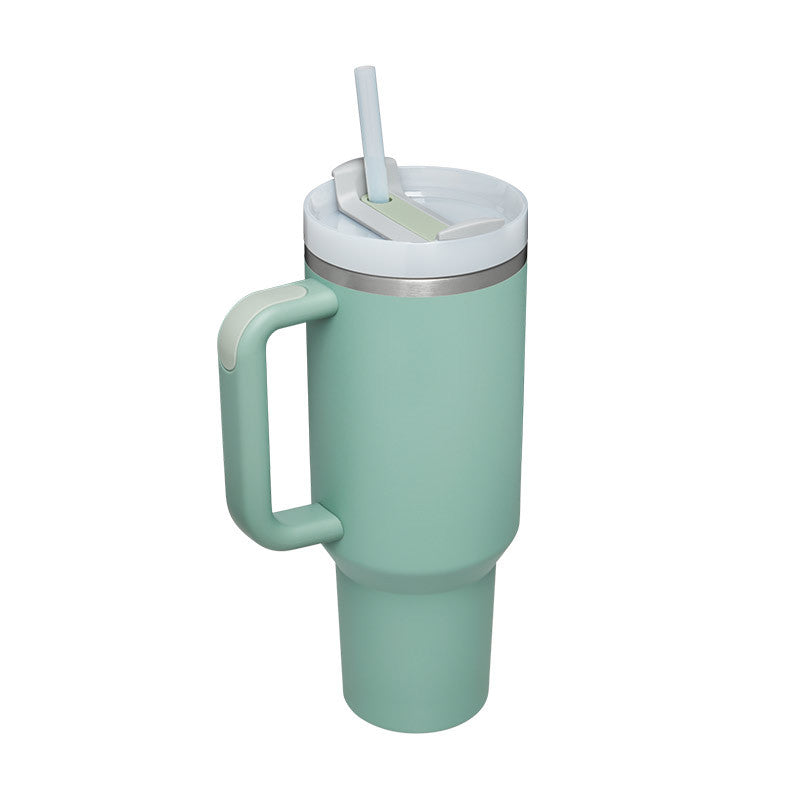 40 oz Tumbler with Handle and Straw Lid | Insulated Cup Reusable Stainless Steel Water Bottle Travel Mug Cupholder Friendly