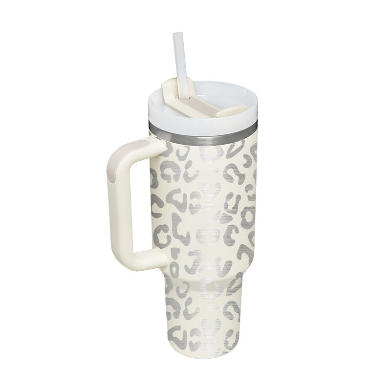 40 oz Tumbler with Handle and Straw Lid | Insulated Cup Reusable Stainless Steel Water Bottle Travel Mug Cupholder Friendly