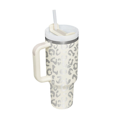 40 oz Tumbler with Handle and Straw Lid | Insulated Cup Reusable Stainless Steel Water Bottle Travel Mug Cupholder Friendly
