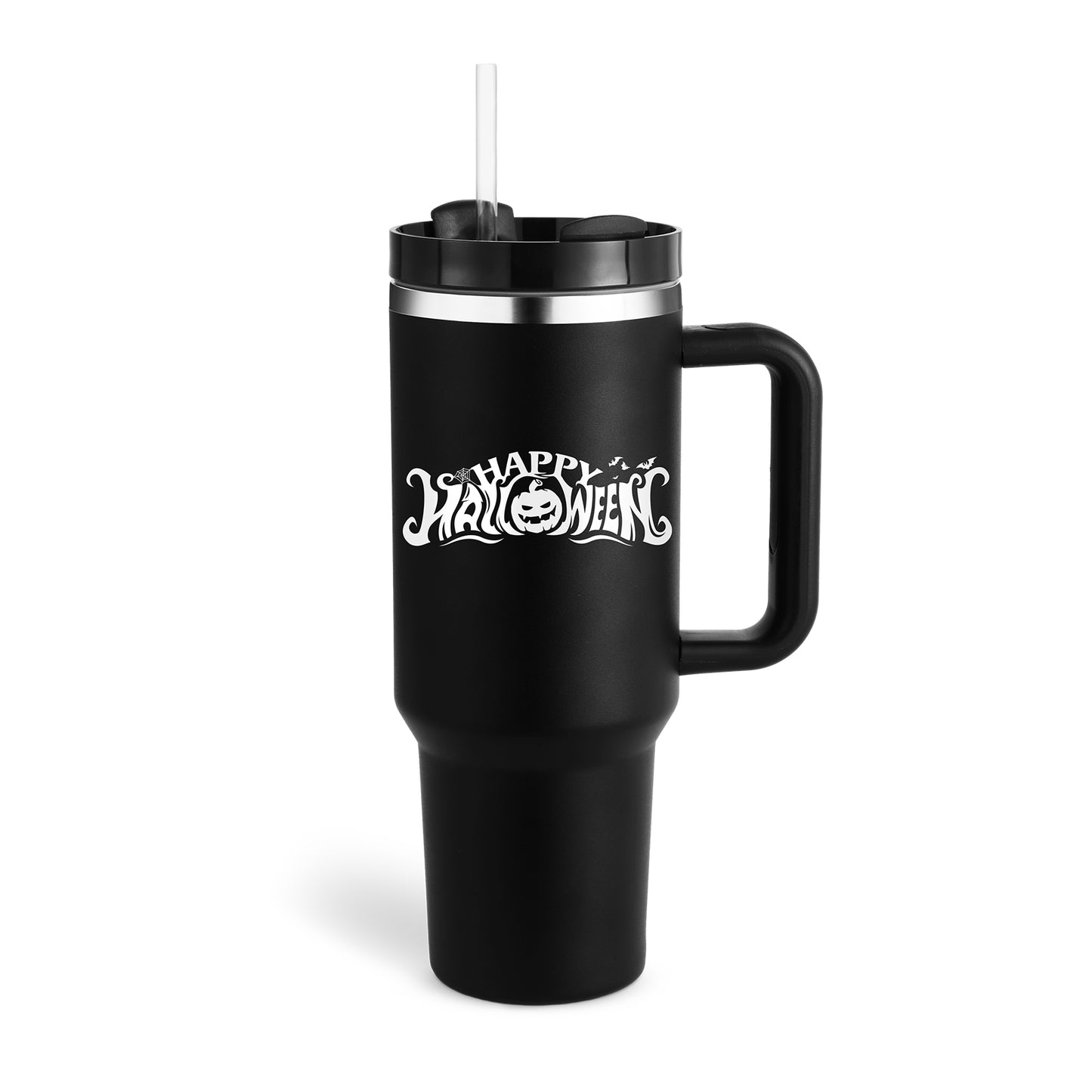 40 oz Tumbler with Handle and Straw Lid | Insulated Cup Reusable Stainless Steel Water Bottle Travel Mug Cupholder Friendly