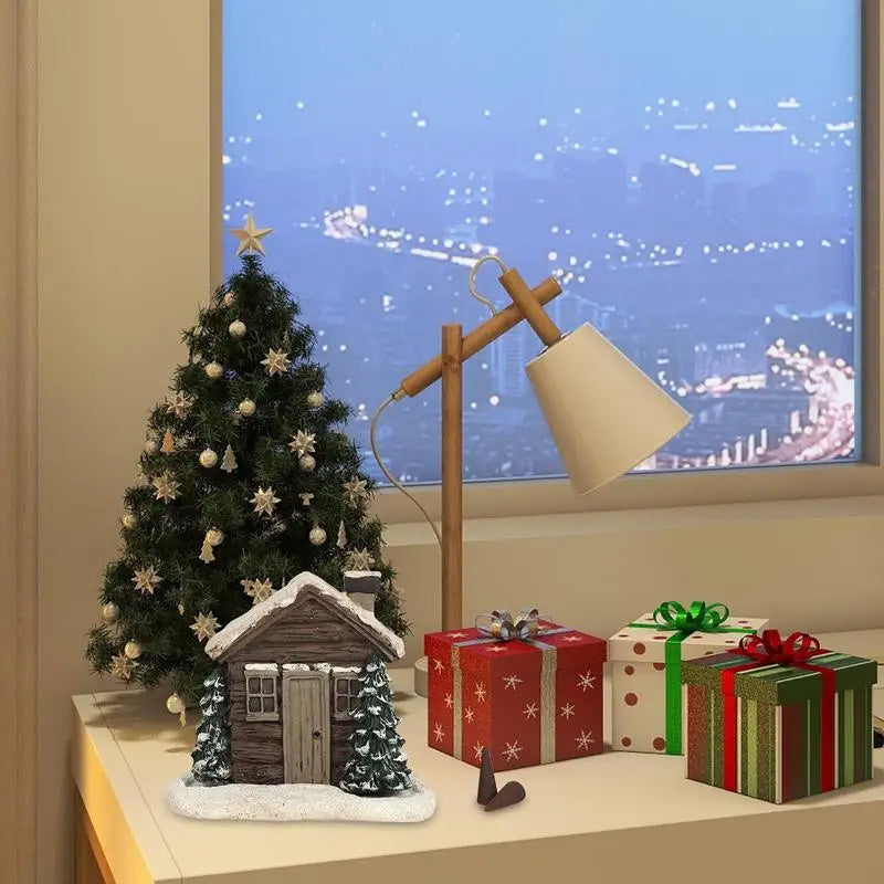 Log Cabin Rustic Christmas Fireplace for Incense