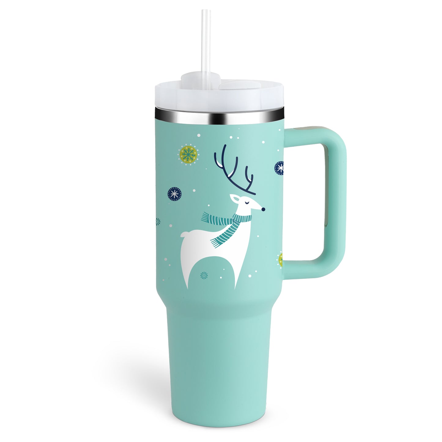 40 oz Tumbler with Handle and Straw Lid | Insulated Cup Reusable Stainless Steel Water Bottle Travel Mug Cupholder Friendly
