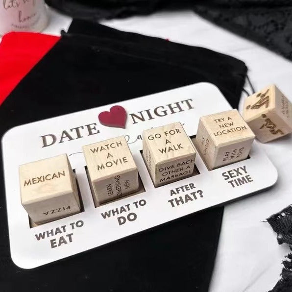 Date Night Dice, Funny Date Night Idea Dice for Couples, Portable Wooden Dice Kit for Wife Husband Girlfriend Boyfriend Couples Games Valentine's Day Wedding Anniversaries Birthdays Gifts