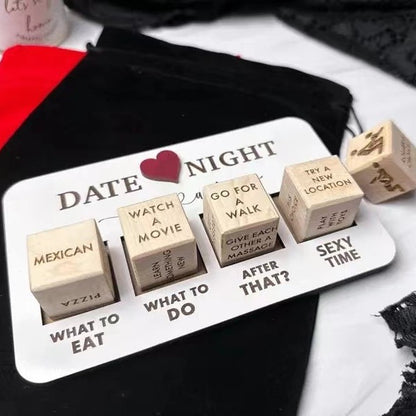 Date Night Dice, Funny Date Night Idea Dice for Couples, Portable Wooden Dice Kit for Wife Husband Girlfriend Boyfriend Couples Games Valentine's Day Wedding Anniversaries Birthdays Gifts