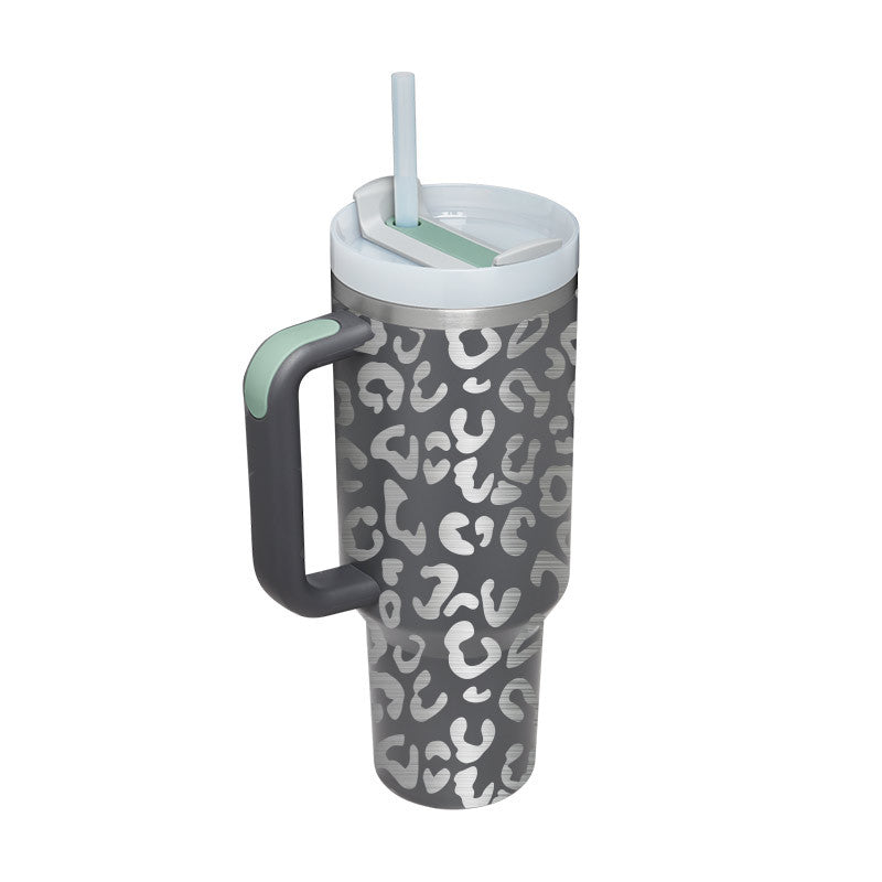 40 oz Tumbler with Handle and Straw Lid | Insulated Cup Reusable Stainless Steel Water Bottle Travel Mug Cupholder Friendly