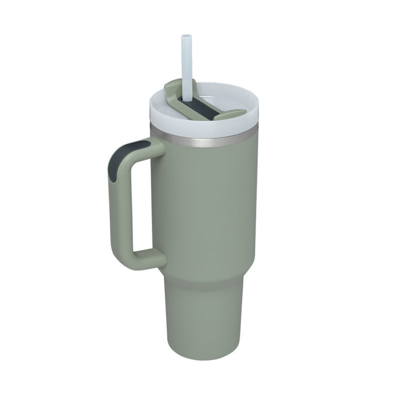 40 oz Tumbler with Handle and Straw Lid | Insulated Cup Reusable Stainless Steel Water Bottle Travel Mug Cupholder Friendly