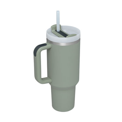 40 oz Tumbler with Handle and Straw Lid | Insulated Cup Reusable Stainless Steel Water Bottle Travel Mug Cupholder Friendly