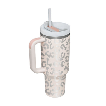 40 oz Tumbler with Handle and Straw Lid | Insulated Cup Reusable Stainless Steel Water Bottle Travel Mug Cupholder Friendly
